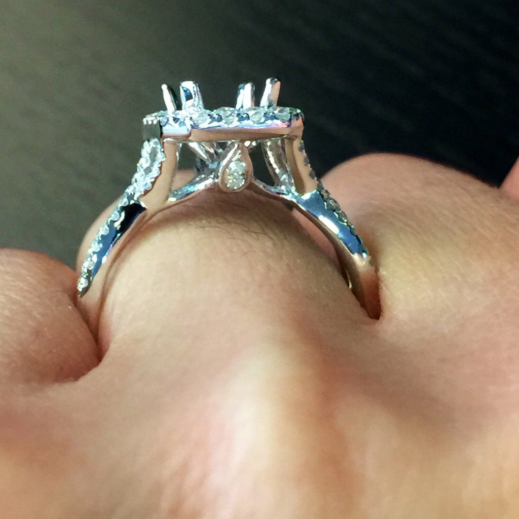 Infinity Diamond & Aquamarine Engagement Ring Set 14k White Gold 0.34ct -  U6559